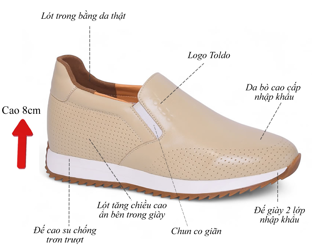 Giày cao 8cm màu be nhập khẩu 8